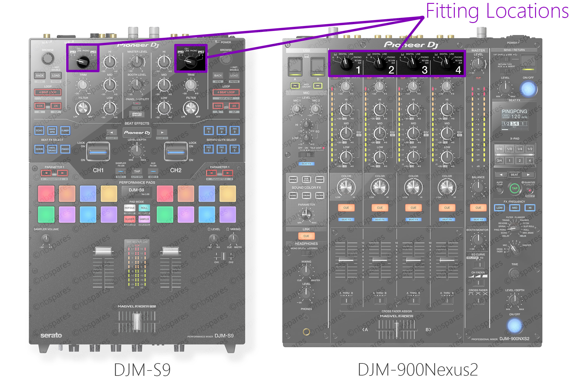 Channel Input Select Knob for Pioneer DJM-900Nexus2 S9 TOUR1 (DAA1345)